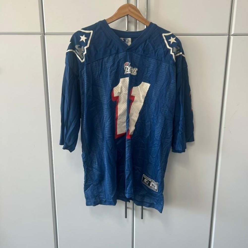 Vintage 1995 Starter New England Patriots Drew Bledsoe 11 Jersey Blue Mens 52 XL